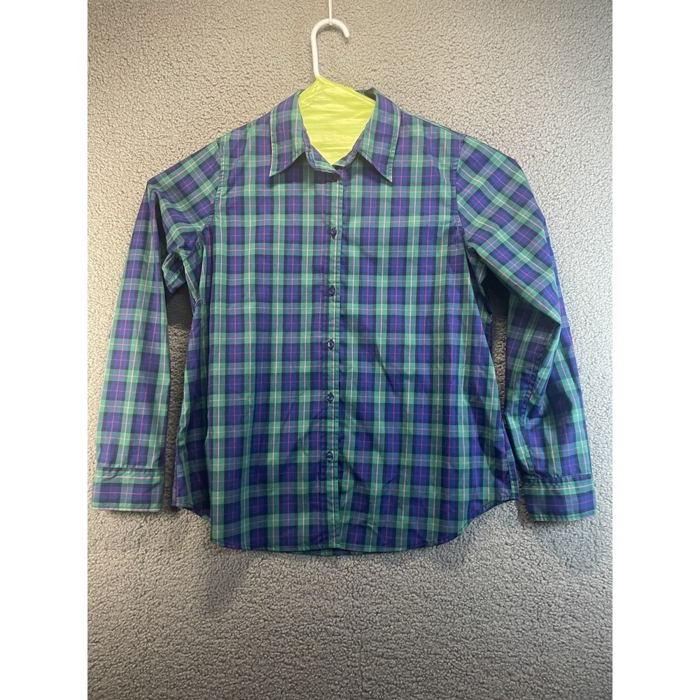 Vintage Ralph Lauren Shirt Large XL Green  Blue Plaid 90s Chaps Mens‎